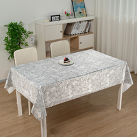 Nappe de table en PVC de luxe gris argenté imprimée de fleurs RNPT Platinum, nappe carrée anti-rayures