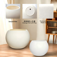 Pot de fleurs sphérique en résine de luxe, design créatif, avec base épaissie et plateau mobile, résistant à la corrosion, pour salon