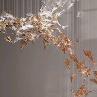 Luminaires suspendus artistiques pour salon, personnalisables et réglables en hauteur, avec LED, décorations artistiques, longs lustres en métal et verre pour villa