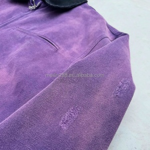 High Quality Embroidery Zip up Workwear Vintage <b>Work</b> <b>Jacket</b> Manufacturer Custom Violet Acid Wash Heavyweight <b>Canvas</b> <b>Work</b> <b>Jackets</b> - Product Image 5