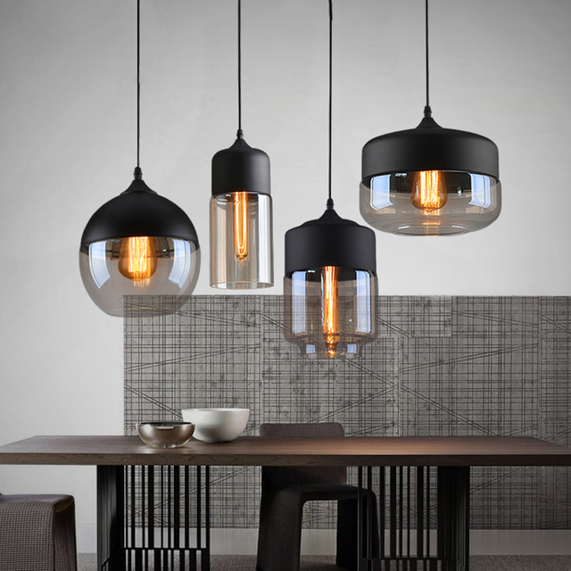 Nordic Modern Kitchen Island Pendant Light Black Iron Glass LED Hanging Lamp Adjustable Height Dimmable 2-Year Warranty Hotels