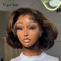 Perruque frontale HD 13x6 ondulée SDD, coupe pixie bouclée, personnalisable, cheveux de luxe, fournisseur de cheveux Lagos, perruques en cheveux humains vierges