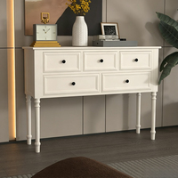 Console vintage style farmhouse à 5 tiroirs, meuble d'entrée en bois, buffet de rangement pour salon, table d'appoint pour couloir