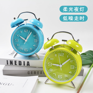 Reloj despertador de metal de 4 pulgadas, silencioso, sin tictac, circular, para estudiantes, regreso a clases, blanco, rojo, negro, azul, verde - Product Image 3