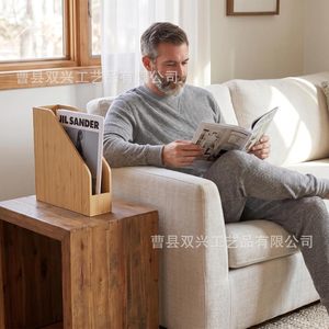 Wooden Magazine Rack Storage Organizer Small Desk File Holder For Home Office Use - Product Image 1