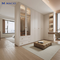 MACIO Armoire modulaire en bois de style français moderne en forme de L pour chambre à coucher, système de rangement pour vêtements pour villa