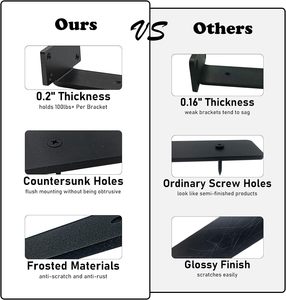 Supporto <span class=keywords><strong>a</strong></span> Parete <span class=keywords><strong>a</strong></span> Forma di L Nero da 9 Pollici, Spessore 0,2 Pollici, Mensole Fluttuanti in Acciaio Nascoste, Staffe Invisibili per Mensole - Product Image 4