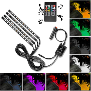 Lumière Ambiante Intérieure de Voiture HOLY APP Bande LED Néon Repose-Pieds Avec Télécommande Sans Fil USB <span class=keywords><strong>Musique</strong></span> Lampe Décorative Auto Ambiance - Product Image 5