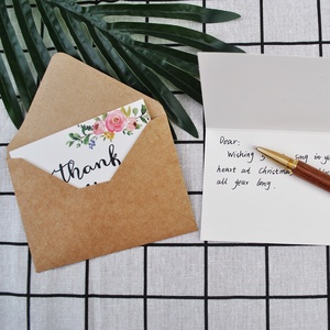 Cartes de remerciement transfrontalières pour la pâtisserie, fleurs fraîches, style européen simple, carton blanc, 8 ensembles de cartes de vœux, 8 enveloppes - Product Image 2