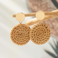 Boucles d'oreilles tissées à la main style bohème, bijoux cercle doré pour femme, bijoux d'été pour la plage