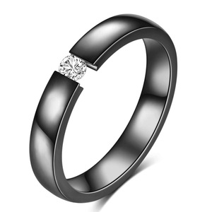 Anillo de Acero Inoxidable de 3MM con Incrustaciones de Diamantes, Diseño Geométrico, para Uso Diario, en Color Negro, Oro Rosa y Acero - Product Image 2