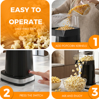 PC-1019 1040W 15.3x20.8x28.9cm Pembuat Popcorn Udara Panas dengan Ruang Transparan