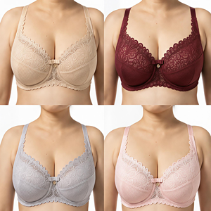 Soutien-gorge classique pour femme à armatures, bonnets en dentelle, bonnets inférieurs en satin, nœud central - Product Image 5