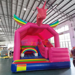 บ้านลมเป่าลมยูนิคอร์นสีรุ้งสำหรับเด็กเกรดเชิงพาณิชย์สำหรับงานปาร์ตี้กลางแจ้ง - Product Image 2