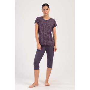 Kadin LYC viscon XXL เสื้อกันหนาวผู้หญิง kayik Yaka fiyonklu bibili Kisa Kol kapri takim - Product Image 4