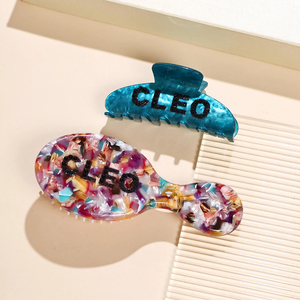 맞춤 이름 헤어 액세서리 세트 맞춤 이니셜 헤어 빗 클로 클립 세트 선물 - Product Image 3