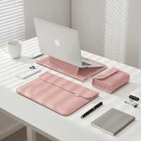 Housse d'ordinateur portable pratique en cuir PU imperméable de 13, 14, 15, 16 pouces avec support magnétique et pochette pour accessoires