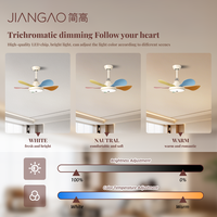 Ventilateur de plafond LED décoratif multi-styles, luminaire suspendu tendance pour chambre et entrée, couleur crème