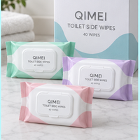 Lingettes pour toilettes OEM, 40 lingettes, emballage à couvercle rabattable, marque privée