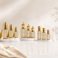 Flacon d'attar en verre octogonal de 6 ml, 10 ml, 12 ml, flacon d'huile essentielle de parfum arabe avec bille roulante dorée et applicateur à bâtonnet