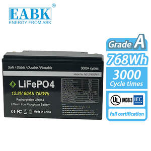 Güneş sistemi için/ev yedek güç/elektrikli araç 3000 + döngüleri IP65 12V 60Ah Lifepo4 pil silindirik lityum iyon piller - Product Image 1