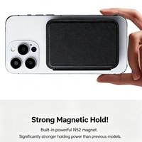 Porte-cartes magnétique et support de téléphone avec miroir, en cuir PU, portefeuille pliable avec béquille pour cartes de crédit, compatible avec les séries iPhone