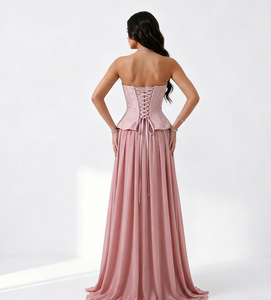 S1645Y 2026 Nuovo Stile Abito Lungo Sexy Senza Spalline con Ricami Elaborati per Donne, Vita Alta e Effetto Snellente per Serate ed Eventi - Product Image 4