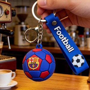 New Design Attractive Football Competition Rewards Wholesale Kids 3D Football Pvc <b>Keychain</b> Pendant Rubber Pvc Souvenir Carabiner - Product Image 2