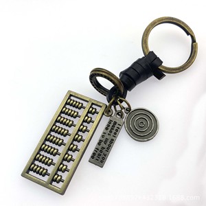 Llavero de bronce antiguo con diseño de <span class=keywords><strong>ábaco</strong></span>, amuleto metálico vintage tejido a mano - Product Image 4