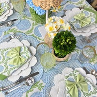 Set de table écologique réutilisable et personnalisable en gingham brodé à la main, style campagne française, festonné, pour la maison et les mariages