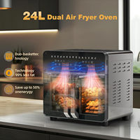 Aifa 24L Grande friteuse à air Four à micro-ondes électrique Combo XXL 1800W 10 en 1 Double friteuse à air en acier inoxydable Four avec rôtisserie