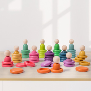 Bambole per bambini Mini Ferrule giocattolo umanoide di corrispondenza di colore giocattolo giocattolo educativo in legno uomo - Product Image 2