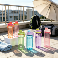 Bouteille d'eau sportive réutilisable en plastique léger de 500 ml et 600 ml avec bouchon à bec verseur et poignée