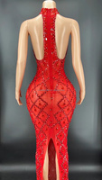 NOVANCE Y2360-E 2022 Vêtements pour femmes Vendeur Robe de soirée sexy dos nu rouge avec strass pour la fête des mères Suprises