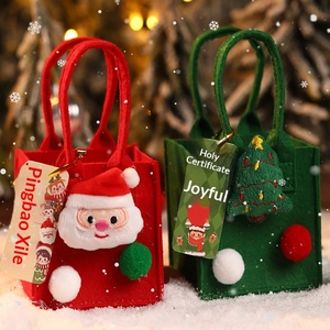 Sac cadeau de Noël en tissu non tissé, sac à main décoratif, petite boîte cadeau pour la veille de Noël, emballage de fruits, fabriqué en Chine, touche rouge - Product Image 2