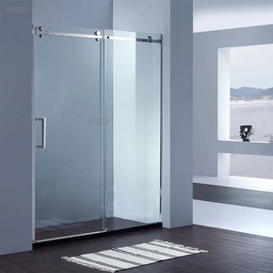 Porte coulissante en <span class=keywords><strong>verre</strong></span> trempé, produit <span class=keywords><strong>sur</strong></span> <span class=keywords><strong>mesure</strong></span>, de luxe, pour salle de <span class=keywords><strong>douche</strong></span> d'hôtel, complet - Product Image 2