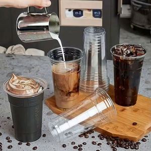 Livraison Rapide 2026 – Gobelets en Plastique Personnalisés 98mm, 500ml, avec Couvercles Transparents pour Boissons Froides, Café, Milkshake, Boba, Bubble Tea, Jus - Product Image 2