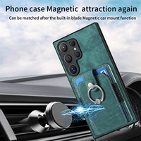 Étui de protection intégral pour téléphone avec support anneau et porte-cartes pour Samsung S26 Ultra S25 FE A56 M56 en cuir PU gaufré