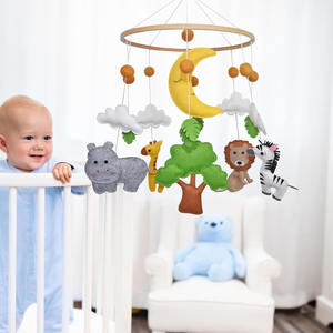 Nuage de logo personnalisé décor de pépinière feutre animal bois suspendu jouet rotatif mobile <span class=keywords><strong>musical</strong></span> pour berceau de bébé pour <span class=keywords><strong>lit</strong></span> jouets de berceau - Product Image 5