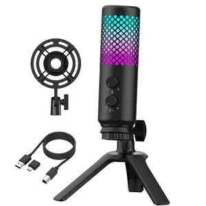 2023 kayıt canlı akış stüdyo bilgisayar RGB kablolu USB kondenser oyun PC için mikrofonlar Karaoke Youtuber
