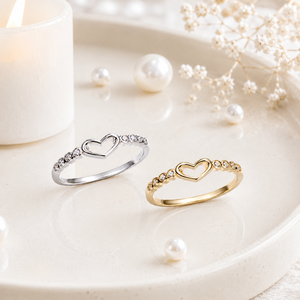 Anello a forma di cuore traforato per donna, con pietra trasparente scintillante, gioiello da dito alla moda, idea regalo - Product Image 4