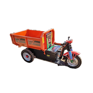 Camion benne électrique à trois roues, plateforme en acier rouge, moteur 1000W, usage industriel - Product Image 1