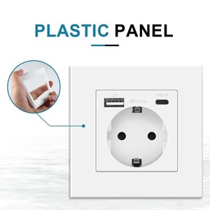 Premium 20W PD Receptáculo de carga rápida Panel de PC Tipo C + A Toma de corriente montada en la pared de la UE 16A con puertos USB con precio de fábrica - Product Image 4
