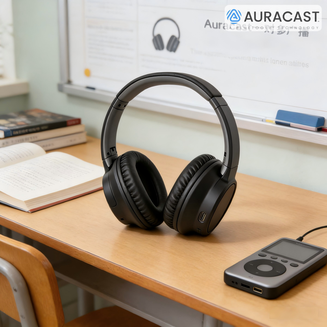 BH682G Auracast BT on Ear Headphone BT6.0 LE Audio Multi-Device Broadcasting Ultra-Low Delay Classroom Museums Broadcasts 35Hrs