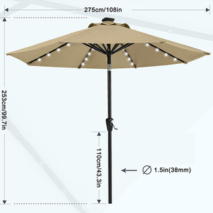 Energia solare LED a sbalzo parasole in alluminio spiaggia Patio giardino ombrellone esterno Sombrilla De <span class=keywords><strong>Playa</strong></span> con base stabile - Product Image 6