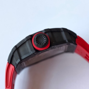 Umi Maker's Super Quality Mechanical Watch 44.5mm RMAL1 Movement RM035-02 NTPT Carbon Skeleton RM Watch <b>Red</b> Rubber Strap - Product Image 4
