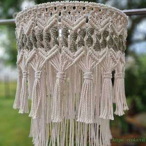 โคมไฟระย้ามาคราเม่ทำจากผ้าฝ้าย100% อุปกรณ์เสริมแข็งดีไซน์โบฮีเมียน - Product Image 3