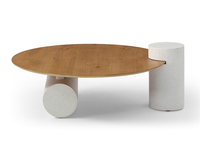 Table basse et table d'appoint modernes haut de gamme en placage de chêne sauvage – Légères et faciles à assembler – Meubles de salon