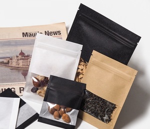 Có thể tái chế rõ ràng Cửa sổ phẳng dây kéo giấy kraft bao bì túi tùy chỉnh in logo 3 mặt niêm phong cho Kẹo Trà & Quà Tặng - Product Image 1