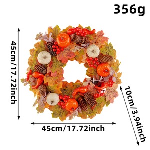 Lễ Tạ ơn vườn <span class=keywords><strong>Berry</strong></span> Maple Lá Nho trang trí tường trang trí mới mùa thu bí ngô <span class=keywords><strong>Pinecone</strong></span> Vòng Hoa cửa và cửa sổ treo trang trí - Product Image 4